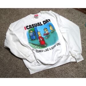 Vintage 90s Dilbert Casual Day Sweatshirt Corporate Humor Crewneck XL, Made USA